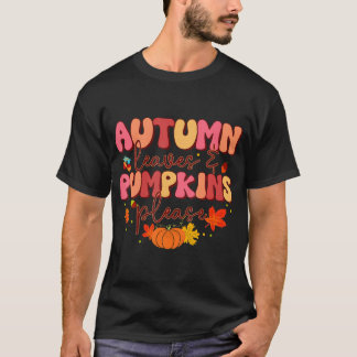 Groovy Herfst herfstbladeren en pompoenen graag T-shirt