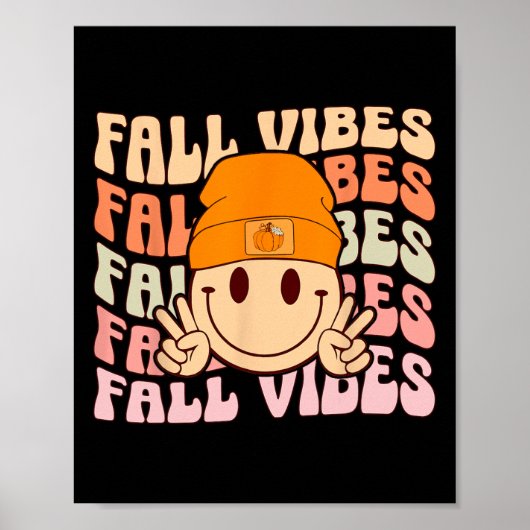 Groovy Herfst Vibes Smile Face Retro Autumn Vibes  Poster (Voorkant)