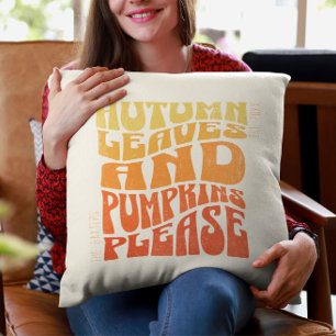 Groovy herfstvibes pompoenen gepersonaliseerde tes kussen