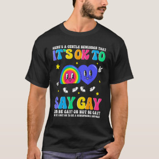 Groovy het is ok om te zeggen gay regenboog lgbt l t-shirt