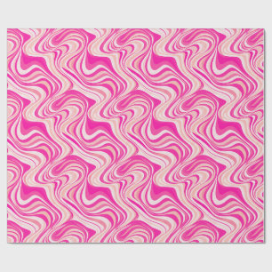 Groovy hete roze golven, roze marmeren wervelingen cadeaupapier