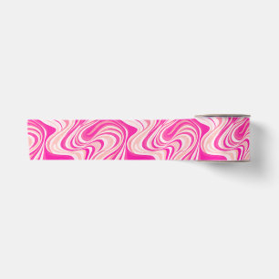 Groovy hete roze golven, roze marmeren wervelingen satijnen lint
