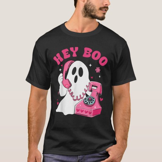 Groovy Hey Boo Cute Ghost Funny Halloween Mens Wom T-shirt (Voorkant)