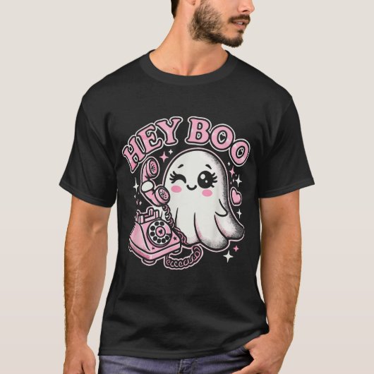 Groovy Hey Boo Ghost Halloween Meisjes Vrouwen Kin T-shirt (Voorkant)