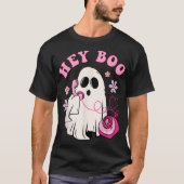 Groovy Hey Boo Schattige Ghost Funny Halloween Mei T-shirt (Voorkant)