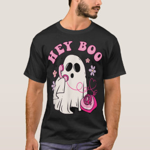 Groovy Hey Boo Schattige Ghost Funny Halloween Mei T-shirt
