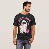 Groovy Hey Boo Schattige Ghost Funny Halloween Mei T-shirt (Voorkant volledig)