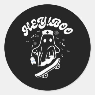 Groovy Hey Boo Verpleegster Geest Grappig Hallowee Ronde Sticker