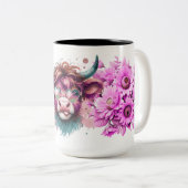 Groovy Highland Bloom Tweekleurige Koffiemok (Voorkant rechts)