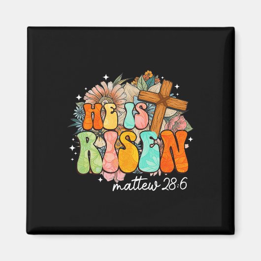 Groovy Hij is verrezen Cross Jezus Religieuze Pase Magneet (Voorkant)