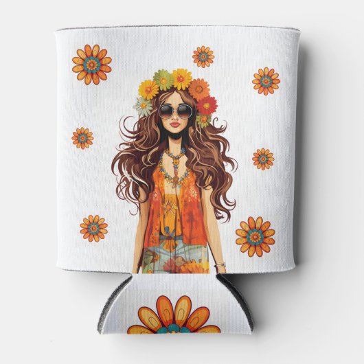 Groovy Hippie 1970's thema verjaardagsfeestje Blikjeskoeler (Voorkant)