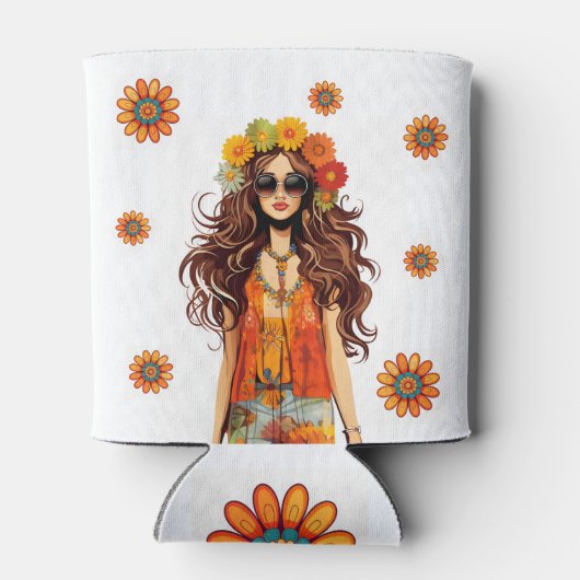 Groovy Hippie 1970's thema verjaardagsfeestje Blikjeskoeler (Achterkant)