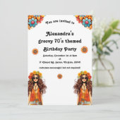 Groovy Hippie 1970's thema verjaardagsfeestje Kaart (Staand voorkant)