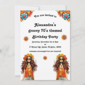 Groovy Hippie 1970's thema verjaardagsfeestje Kaart (Achterkant)