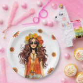 Groovy Hippie 1970's thema verjaardagsfeestje Papieren Bordje (Feest)