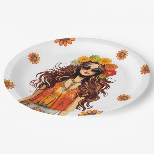 Groovy Hippie 1970's thema verjaardagsfeestje Papieren Bordje (Gekanteld)