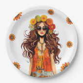 Groovy Hippie 1970's thema verjaardagsfeestje Papieren Bordje (Voorkant)
