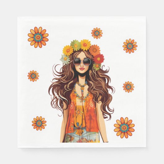 Groovy Hippie 1970's thema verjaardagsfeestje Servet (Voorkant)