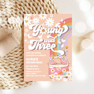 Groovy Hippie 3e Verjaardagsuitnodiging Kaart