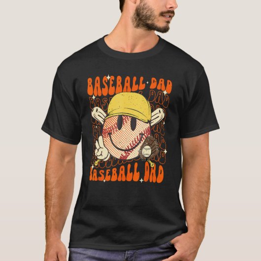 Groovy Hippie Baseball Dad Father's Day Softball G T-shirt (Voorkant)