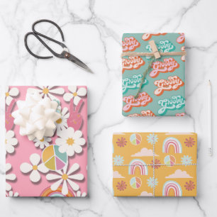 Groovy Hippie Birthday Party Inpakpapier Vel