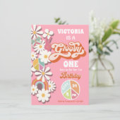 Groovy Hippie Birthday Party Invitation Kaart (Staand voorkant)