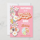 Groovy Hippie Birthday Party Invitation Kaart (Voorkant)