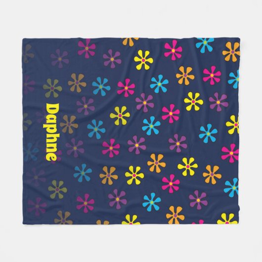 Groovy Hippie Bloem Douche Aangepaste Naam Fleece Deken (Voorkant (Horizontaal))