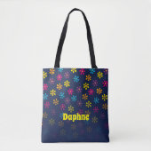 Groovy Hippie Bloem Douche Aangepaste Naam Tote Bag (Voorkant)