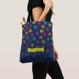 Groovy Hippie Bloem Douche Aangepaste Naam Tote Bag