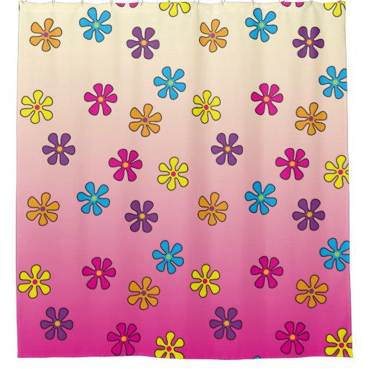 Groovy Hippie Bloem Douche roze fade Douchegordijn (Voorkant)