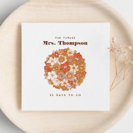 Groovy Hippie Bloemige Roze Oranje Bruidsfeest Servet