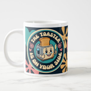 Groovy hippie broodrooster duim omhoog optimisme grote koffiekop