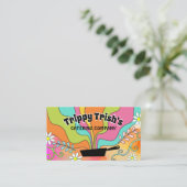 Groovy hippie chef catering kookskillet visitekaartje (Staand voorkant)