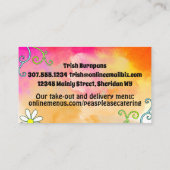 Groovy hippie chef catering kookskillet visitekaartje (Achterkant)