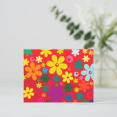 Groovy Hippie Colorful Flowers Love Peace Patroon Briefkaart (Staand voorkant)