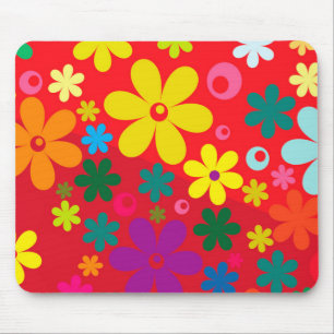 Groovy Hippie Colorful Flowers Love Peace Patroon Muismat