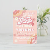 Groovy Hippie floral Birthday Party Kaart (Staand voorkant)