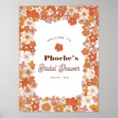 Groovy Hippie Floral Terracotta Vrijgezellenfeest  Poster (Voorkant)