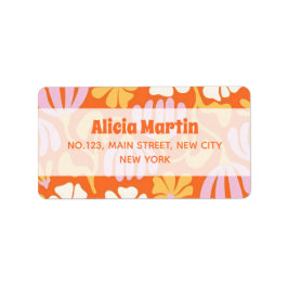 Groovy Hippie Flower Oranje adreslabel Etiket