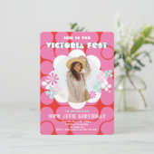 Groovy Hippie Flower Power Foto Birthday Festival Kaart (Staand voorkant)