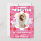 Groovy Hippie Flower Power Foto Birthday Festival Kaart (Voorkant)