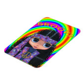 Groovy Hippie Girl Doll Peace Sign Cute Big Eyes Magneet (Linkerzijde)