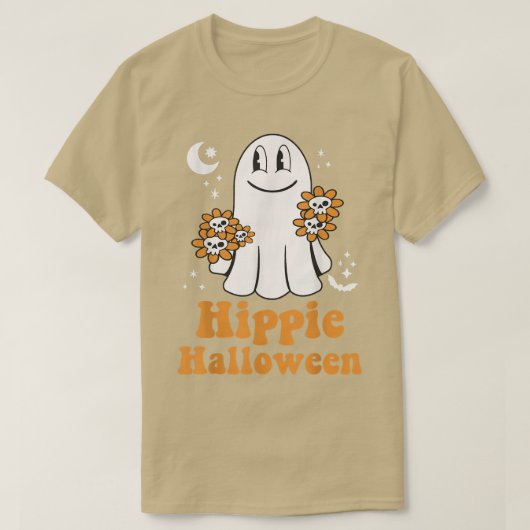 Groovy Hippie Halloween Costume Retro Floral Ghost T-shirt (Design voorkant)