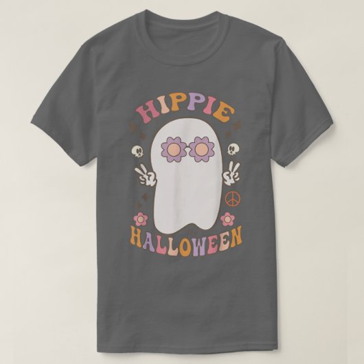 Groovy Hippie Halloween Vibes Costume Retro Ghost T-shirt (Design voorkant)