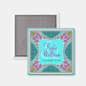 Groovy Hippie Happy Save the Date Magnet (Voorkant / Achterkant)