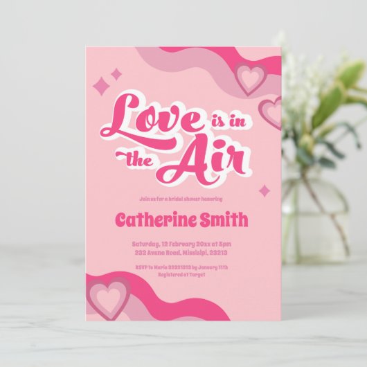 Groovy Hippie Heart Bridal Shower Kaart (Staand voorkant)