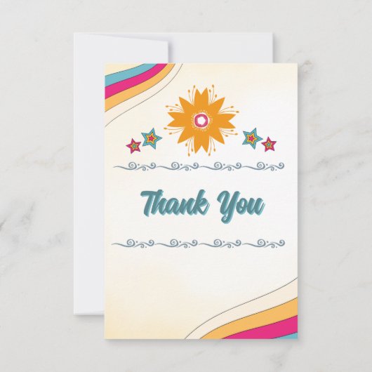 Groovy hippie Heldere & Stijlvolle verjaardag Bedankkaart (Achterkant)