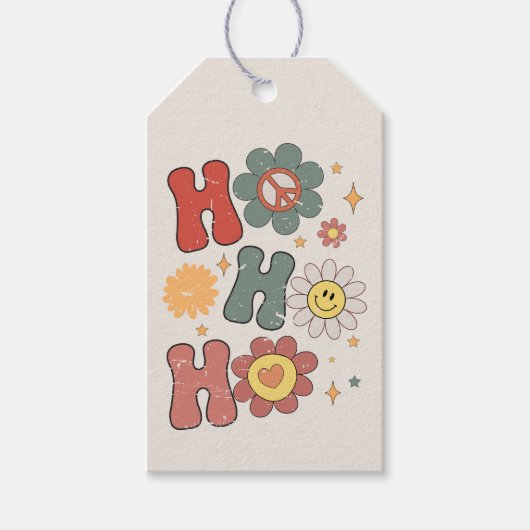 Groovy Hippie Ho Ho Ho Kerstvakantie Cadeaulabel (Voorkant)