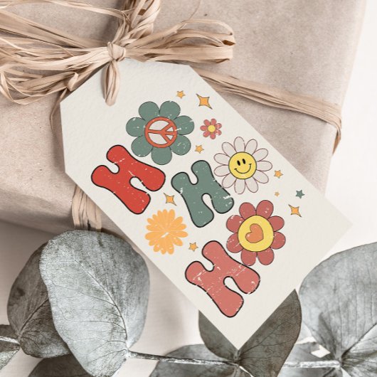 Groovy Hippie Ho Ho Ho Kerstvakantie Cadeaulabel